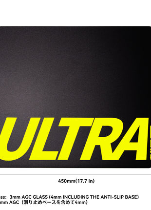 TALONGAMES ガラスゲーミングマウスパッド 大型 プロ仕様 スピードタイプ 超高温強化ガラス 超スムーズ 高精度操作 耐久・静音設計 滑り止め 月面デザイン　450×400mm　ULTRAシリーズ ブラック