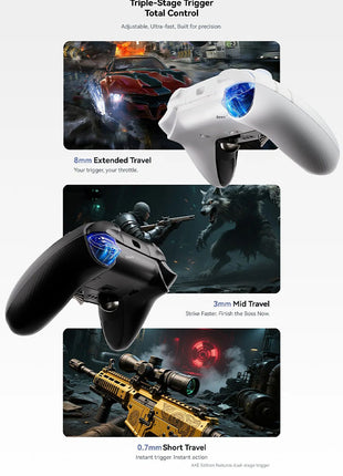 ATK AXE シリーズ コントローラー Nintendo Switch PC Windows Android iOS用 Bluetooth PC ゲームコントローラー カスタマイズ 6軸ジャイロ/振動/ターボ/ウェイクアップ機能付き スティックのカスタマイズ性 PC用ゲームパッド