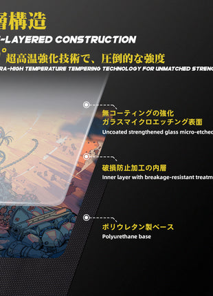 TALONGAMES ガラス ゲーミングマウスパッド 大型 プロ仕様 スピードタイプ 超高温強化ガラス 超スムーズ 極薄2mm設計 アニメ 高精度操作 耐久・静音設計 滑り止め 月面デザイン 490×420mm ゲーミング マウスパッド 暁獅 AKATSUKI JISHI