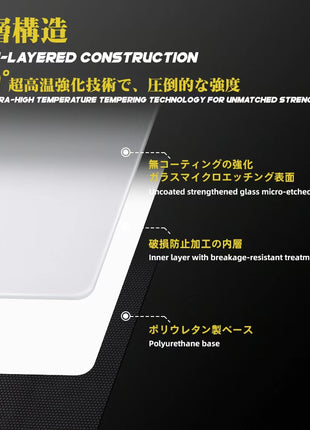 TALONGAMES ガラス ゲーミングマウスパッド 大型 プロ仕様 スピードタイプ 超高温強化ガラス 超スムーズ 極薄2mm設計 アニメ 高精度操作 耐久・静音設計 滑り止め 月面デザイン 490×420mm ゲーミング マウスパッド ULTRA PAD ホワイト