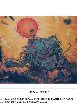 TALONGAMES ガラス ゲーミングマウスパッド 大型 プロ仕様 スピードタイプ 超高温強化ガラス 超スムーズ 極薄2mm設計 アニメ 高精度操作 耐久・静音設計 滑り止め 月面デザイン 490×420mm ゲーミング マウスパッド 暁獅 AKATSUKI JISHI