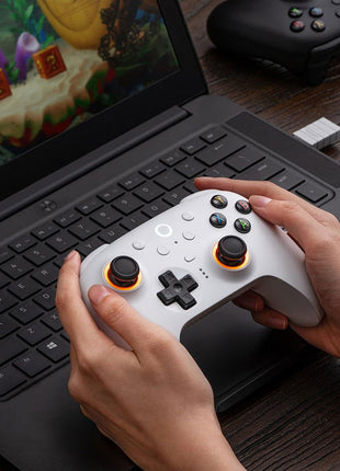 【2.4Gドングル付!】 8BitDo Ultimate 2 ワイヤレス コントローラー Windows & Android 用 TMR ジョイスティック付きゲーム コントローラー 切り替え可能なホール効果/触覚トリガー RGB ファイヤー リング 8 スピード ワイヤレス テクノロジー
