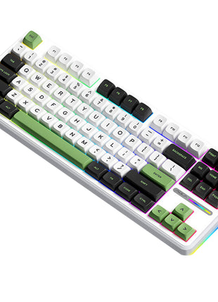 AULA F87 Pro ゲーミングキーボ  メカニカルキーボード  87キー無衝突コンパクト Bluetooth5.0/2.4Ghz/Type-Cケーブル ホットスワップ可能 EVA吸音PCB RGBバックライト 潤滑衛星 灰木軸 霊動軸 太空軸 月白軸 充電式バッテリー 多色選択可能
