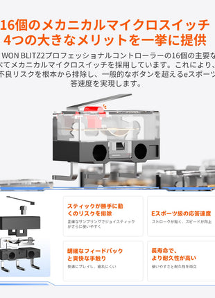 【セット購入割引!!】BIGBIG WON BLITZ2 TMR コントローラー 無線/有線接続 ゲーミングコントローラー 2000Hzポーリングレート 16個のメカニカルスイッチボタン 0.0005秒超低遅延 360°シリコングリップ 1000mAh大容量バッテリー アプリ対応 FPSプロゲーマー向け