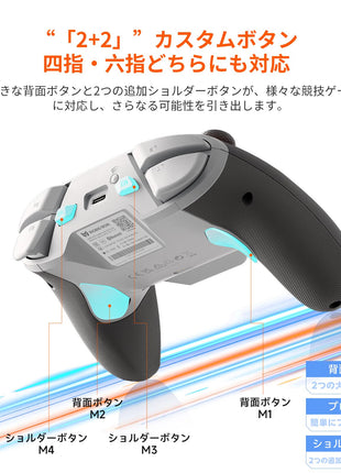 【セット購入割引!!】BIGBIG WON BLITZ2 TMR コントローラー 無線/有線接続 ゲーミングコントローラー 2000Hzポーリングレート 16個のメカニカルスイッチボタン 0.0005秒超低遅延 360°シリコングリップ 1000mAh大容量バッテリー アプリ対応 FPSプロゲーマー向け
