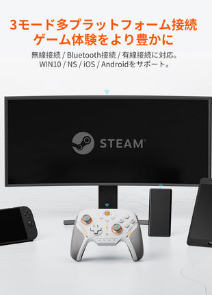 【セット購入割引!!】BIGBIG WON BLITZ2 TMR コントローラー 無線/有線接続 ゲーミングコントローラー 2000Hzポーリングレート 16個のメカニカルスイッチボタン 0.0005秒超低遅延 360°シリコングリップ 1000mAh大容量バッテリー アプリ対応 FPSプロゲーマー向け