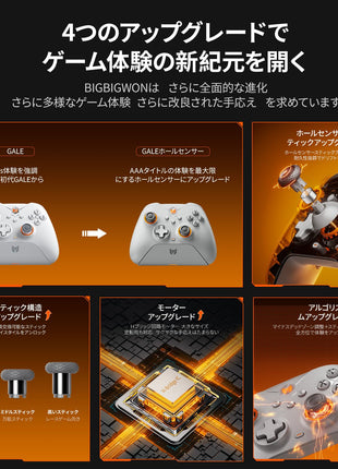 BIGBIG WON Gale-Hall コントローラー 2.4Gワイヤレス ホール効果 トリガー スティック PC 充電ベース付き Bluetooth ゲームパッド PCアプリの設定制御 4つのカスタムボタン Switch/Switch Lite/Switch OLED/Windows/Android/IOSに対応 （ブラック / ホワイト）