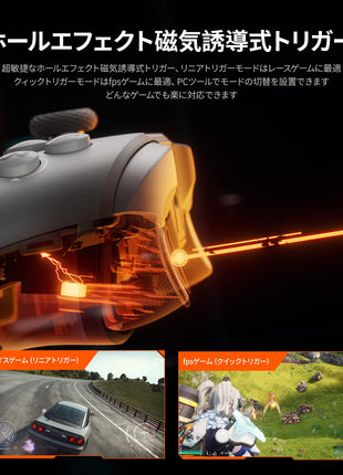 BIGBIG WON Gale-Hall コントローラー 2.4Gワイヤレス ホール効果 トリガー スティック PC 充電ベース付き Bluetooth ゲームパッド PCアプリの設定制御 4つのカスタムボタン Switch/Switch Lite/Switch OLED/Windows/Android/IOSに対応 （ブラック / ホワイト）