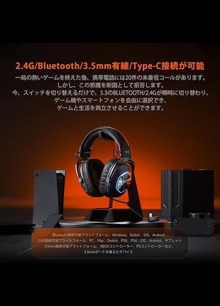 【送料無料】 BIGBIG WON ヘッドセット HALO PRO BBW-A200 ゲーミングヘッドセット イヤホン MOJHON ワイヤレス 2.4G/Bluetooth/3.5mm有線/Type-C接続 ノイキャン搭載 立体音響 低遅延 ブームマイク付き 国内正規品