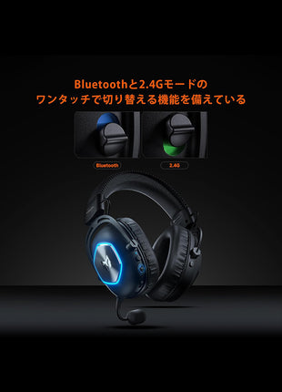 【送料無料】 BIGBIG WON ヘッドセット HALO PRO BBW-A200 ゲーミングヘッドセット イヤホン MOJHON ワイヤレス 2.4G/Bluetooth/3.5mm有線/Type-C接続 ノイキャン搭載 立体音響 低遅延 ブームマイク付き 国内正規品