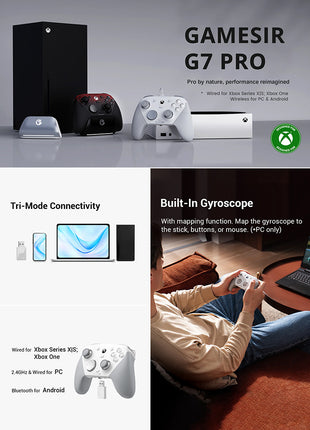【3日以内発送】GameSir G7 Pro ゲ一ムコントロ一ラ一 コントローラー ワイヤレス  プロコン PCコントローラー Switch / PC / Steam / IOS / Android 全対応 ホール効果ジョイスティック ホール効果トリガー スリーモード接続 リニアトリガー 1000Hz
