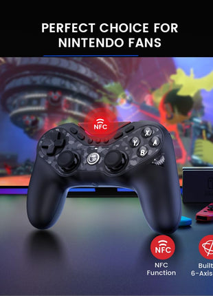 GameSir Tarantula Pro ワイヤレス PC コントローラー, PC/Switch/Android/IOS用、ゲーミングコントローラーPC、ブルートゥース コントローラー、切り替え可能フェイスボタン、マッピング可能9ボタン、ターボ、MFi、Steam対応