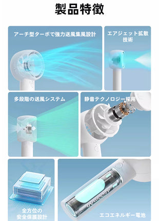 【送料無料】ミニハンディファン ファン 扇風機 クーラー 冷却 冷風 扇風機 ハンディファン ポータブル ファン 静音 ハンズフリー 充電式 軽量 高品質 長時間 おしゃれ 長続航 4000mAh 多段階風量 冷却モード 小型扇風機 ハンディ扇風機 手持ち扇風機 ミニ扇風機 usb