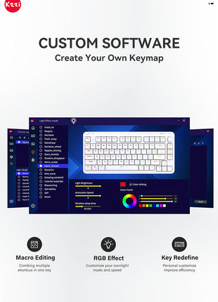【三種接続方法】 KZZI I75 ワイヤレス メカニカル キーボード 75% 仕事用 ガスケット マウント RGB ゲーミング キーボード 3 モード ノブ付き BT 5.0/2.4G/USB-C 有線 静音 リニア Low Profile スイッチ コンパクト