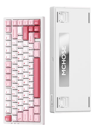 【送料無料】MCHOSE G75 PRO ゲーミングキーボード メカニカルキーボード 82キー 無衝突コンパクト Bluetooth5.0/2.4Ghz/Type-Cケーブル ホットスワップ EVA吸音PCB RGBバックライト 白菜豆腐軸 抹茶ラッテ軸 充電式バッテリー 8000mAh