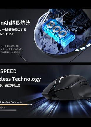 MCHOSE G7 ゲーミングマウス ワイヤレス 無線 超軽量 59グラム PAW3311 12000DPI Bluetooth / 2.4Ghz / USB-C接続 バッテリー800mAh ホワイト オフィス ゲーム PCアクセサリ
