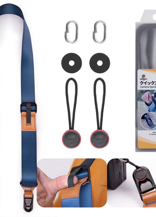 ORMY 速写ストラップ カメラストラップ クィックストラップ スピードストラップ アンカーリンクス付き 小型一眼レフ ミラーレスカメラ デジカメ など用 ブルー 調整可能 負担軽減 (幅3.5cm ブルー)