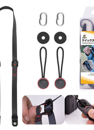 ORMY 速写ストラップ カメラストラップ クィックストラップ スピードストラップ アンカーリンクス付き 小型一眼レフ ミラーレスカメラ デジカメ など用 ブラック 調整可能 負担軽減 (幅20mm, 3色選択可能)