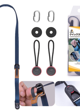 ORMY 速写ストラップ カメラストラップ クィックストラップ スピードストラップ アンカーリンクス付き 小型一眼レフ ミラーレスカメラ デジカメ など用 ブラック 調整可能 負担軽減 (幅20mm, 3色選択可能)