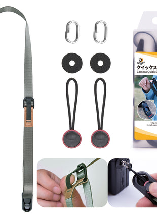 ORMY 速写ストラップ カメラストラップ クィックストラップ スピードストラップ アンカーリンクス付き 小型一眼レフ ミラーレスカメラ デジカメ など用 ブラック 調整可能 負担軽減 (幅20mm, 3色選択可能)