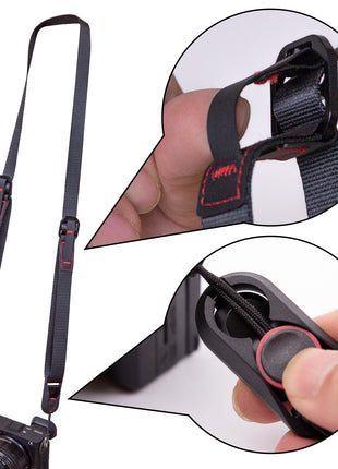 ORMY 速写ストラップ カメラストラップ クィックストラップ スピードストラップ アンカーリンクス付き 小型一眼レフ ミラーレスカメラ デジカメ など用 ブラック 調整可能 負担軽減 (幅20mm, 3色選択可能)