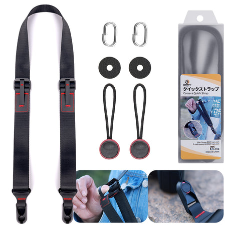 ORMY 速写ストラップ カメラストラップ クィックストラップ スピードストラップ アンカーリンクス付き 小型一眼レフ ミラーレスカメラ デジカメ など用 ブラック 調整可能 負担軽減 (幅3.5cm, 3色選択可能)