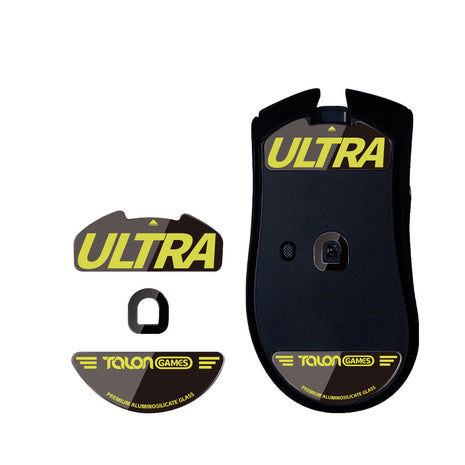強化ガラス素材 TALONGAMES マウスソール Razer DeathAdder V4 Pro ワイヤレス 用 ゲーミング マウス 交換用 ラウンドエッヂ加工 高耐久 超低摩擦 Super Smooth Glide ブラック  ( センサー周りのソール付き )  【 日本正規代理店保証品 】(TB51)