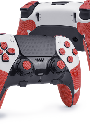 【 アクションボタン図形提示 】TALONGAMES PS5 コントローラーグリップ テープ   アンチスリップテープ PlayStaion 5 DualSense  滑り止め グリップシール  [ グリップ部分 + 十字キーパッド + ボタン+トリガー ] (PS5 DualSense 用, Pro version - Red)(TC16)