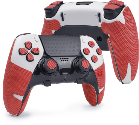 【 アクションボタン図形提示 】TALONGAMES PS5 コントローラーグリップ テープ   アンチスリップテープ PlayStaion 5 DualSense  滑り止め グリップシール  [ グリップ部分 + 十字キーパッド + ボタン+トリガー ] (PS5 DualSense 用, Pro version - Red)(TC16)
