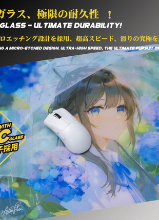 TALONGAMES ガラス ゲーミングマウスパッド 大型 プロ仕様 スピードタイプ 超高温強化ガラス 超スムーズ 極薄2mm設計 アニメ 高精度操作 耐久・静音設計 滑り止め 月面デザイン 490×420mm ゲーミング マウスパッド 渚 NAGISA