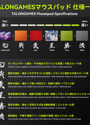 TALONGAMES 渋 シリーズ マウスパッド ゲーミングマウスパッド eSports マウスパッド 490x420x4mm 布製 クロス 高コントロール 滑り止め機能 ゴムベース エッジ周辺強化 Lサイズ【 日本正規代理店保証品 】