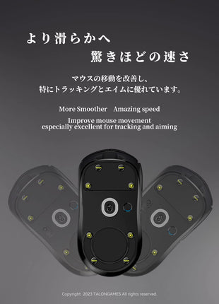 [ 強化ガラス素材 ] TALONGAMES マウスソール マウス フィート 汎用 丸形 ゲーミング マウス 交換用 ラウンドエッヂ加工 高耐久 超低摩擦 Super Smooth Glide ブラック【 日本正規代理店保証品 】