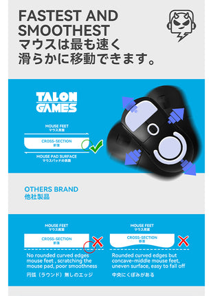 TALONGAMES マウスソール ロジクール Logicool G PRO X SUPERLIGHT ワイヤレス 用 交換用 2セット入り プレミアム マウススケート マウスフィート 高耐久 超低摩擦 Super Smooth Glide【 日本正規代理店保証品 】(TA12)