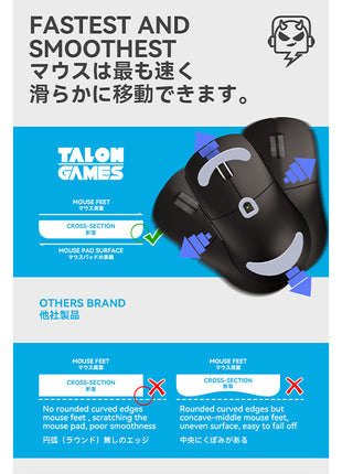 TALONGAMES マウスソール ニンジュツォ Ninjutso Sora 用 交換用 2セット入り プレミアム グライド マウススケート マウスフィート 用 2sets 高耐久 超低摩擦 Super Smooth 交換用【 日本正規代理店保証品 】(TA34)