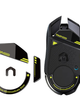 強化ガラス素材 TALONGAMES マウスソール マウス フィート Logicool G502 Wireless ワイヤレス 用 ゲーミング マウス 交換用 ラウンドエッヂ加工 高耐久 超低摩擦 Super Smooth Glide ブラック【 センサー周りソール付き 】