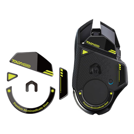 強化ガラス素材 TALONGAMES マウスソール マウス フィート Logicool G502 Wireless ワイヤレス 用 ゲーミング マウス 交換用 ラウンドエッヂ加工 高耐久 超低摩擦 Super Smooth Glide ブラック【 センサー周りソール付き 】