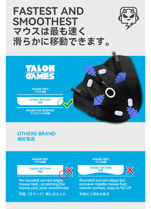 TALONGAMES マウスソール ロジクール Logicool G102 G203 G Pro 有線 用 交換用 2セット入り プレミアム マウススケート マウスフィート 高耐久 超低摩擦 Super Smooth Glide【 日本正規代理店保証品 】(TA11)