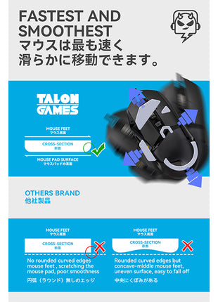 TALONGAMES マウスソール ロジクール Logicool G502 Wireless 無線 ワイヤレス 用 交換用 2セット入り プレミアム グライド マウススケート マウスフィート 高耐久 超低摩擦 Super Smooth【 日本正規代理店保証品 】(TA15)