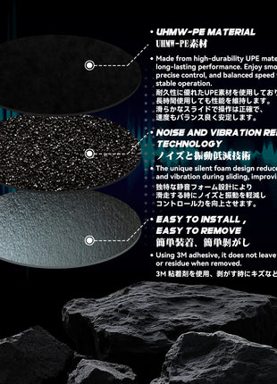 TALONGAMES マウスソール 汎用 ハードマウスパッド専用6mm 円形 48個入り ユニバーサル 超高耐久 超耐摩耗 マウススケート 低ノイズ ゲーミングマウス 墨シリーズ ブラック