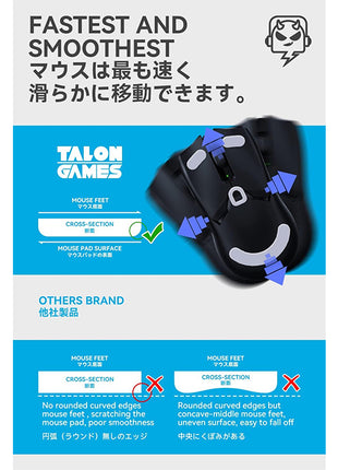 TALONGAMES マウスソール Razer Viper V2 Pro用 交換用 2セット入り プレミアム マウススケート マウスフィート 高耐久 超低摩擦 Super Smooth Glide【 日本正規代理店保証品 】(TA21)