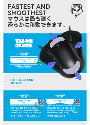 TALONGAMES マウスソール ZOWIE ZA13 / ZA13B 用 交換用 ２セット入り プレミアム グライド マウススケート マウスフィート 用 2sets 高耐久 超低摩擦 Super Smooth 交換用【 日本正規代理店保証品 】(TA33)