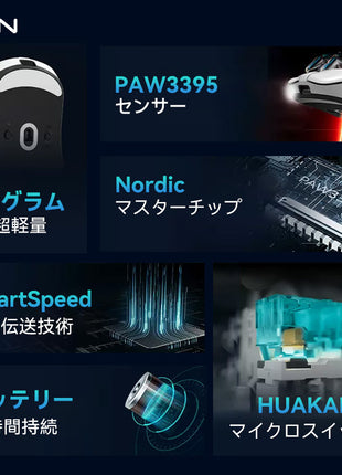 【送料無料】VGN DRAGONFLY F1PROMAX ゲーミングマウス ワイヤレス 無線 超軽量 55グラム PAW3395 Nordic52840 2.4Ghz/USB-C接続 バッテリー最大130時間持続 2色選択可能