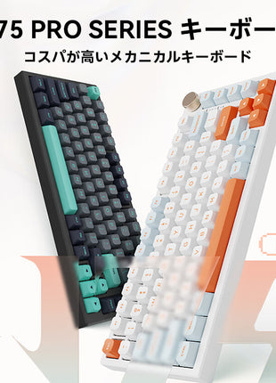 【送料無料】VGN N75 Pro ワイヤレス メカニカルキーボード ゲーミングキーボード ホットスワップ対応 82キー 無衝突コンパクト 2.4Ghz/Type-Cケーブル PO吸音PCB リズム RGBバックライト プログラム可能 4000mAhバッテリー