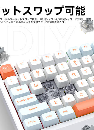 【送料無料】VGN N75 Pro ワイヤレス メカニカルキーボード ゲーミングキーボード ホットスワップ対応 82キー 無衝突コンパクト 2.4Ghz/Type-Cケーブル PO吸音PCB リズム RGBバックライト プログラム可能 4000mAhバッテリー